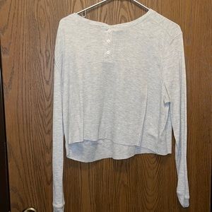 Cropped Gray Sweater With Buttons